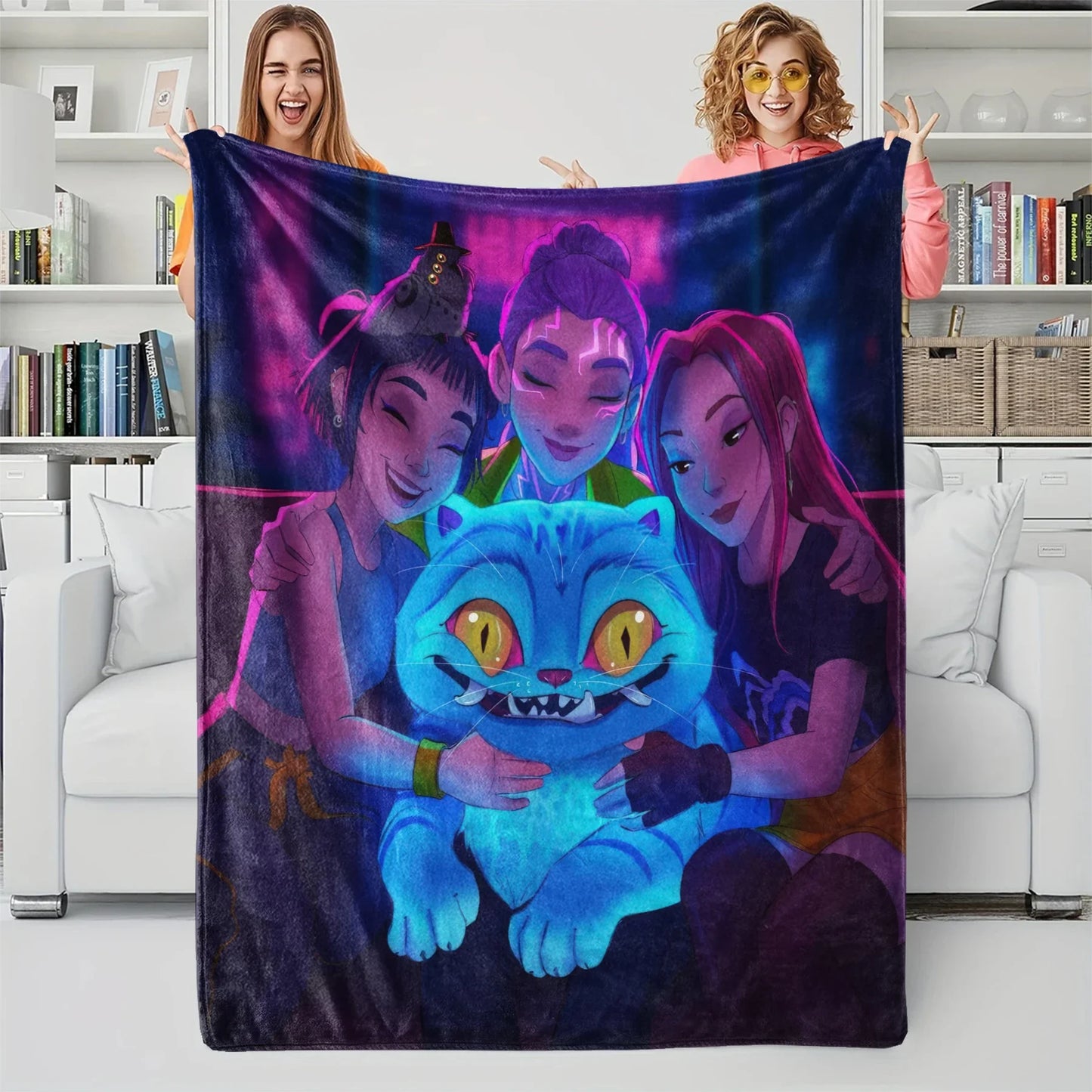 K-Pop Hunters Blanket Hot Rumi Mira Zoey Printed Multifunctional Flannel Throw Fan Gifts for Home Leisure Camping Travel