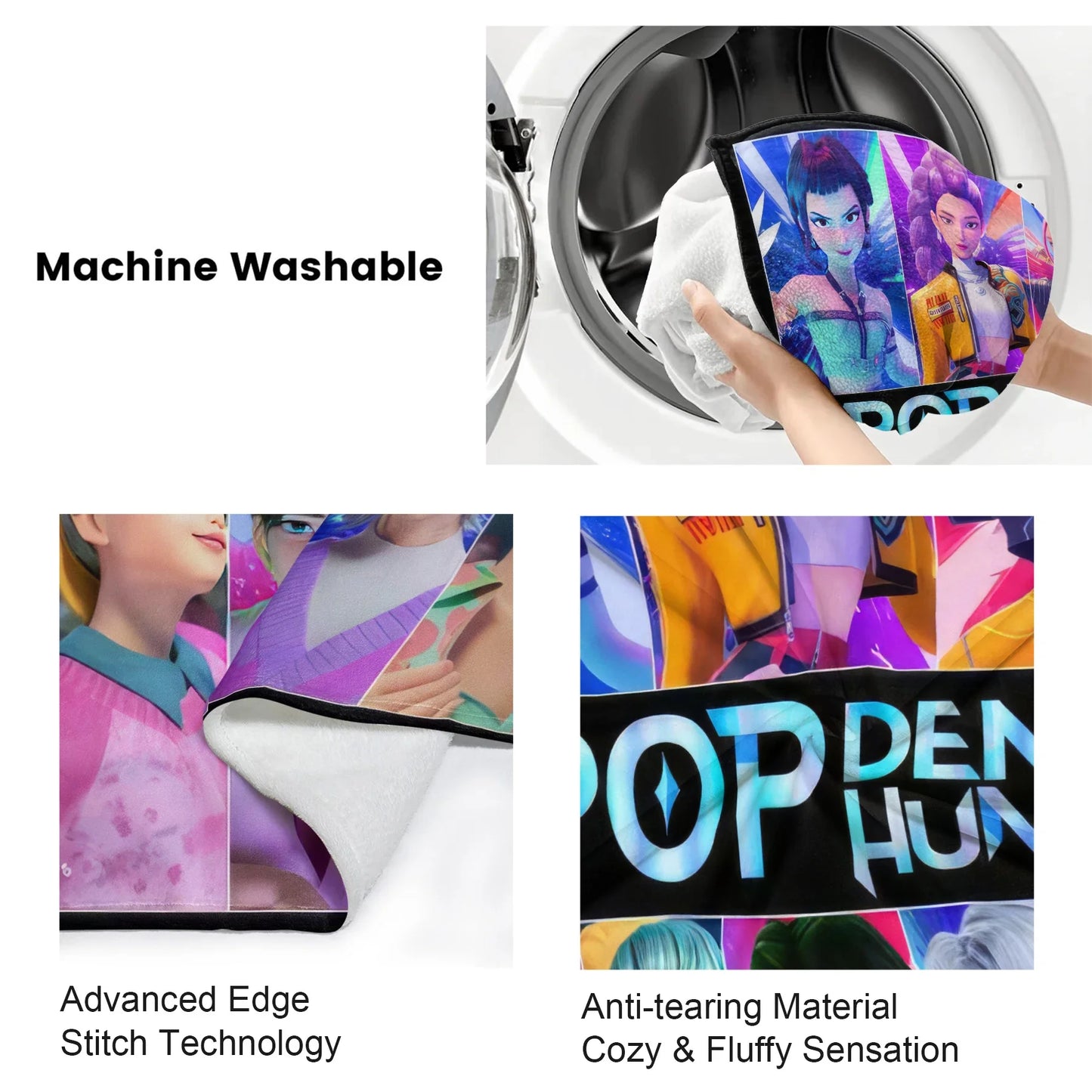 K-Pop Hunters Blanket Hot Rumi Mira Zoey Printed Multifunctional Flannel Throw Fan Gifts for Home Leisure Camping Travel