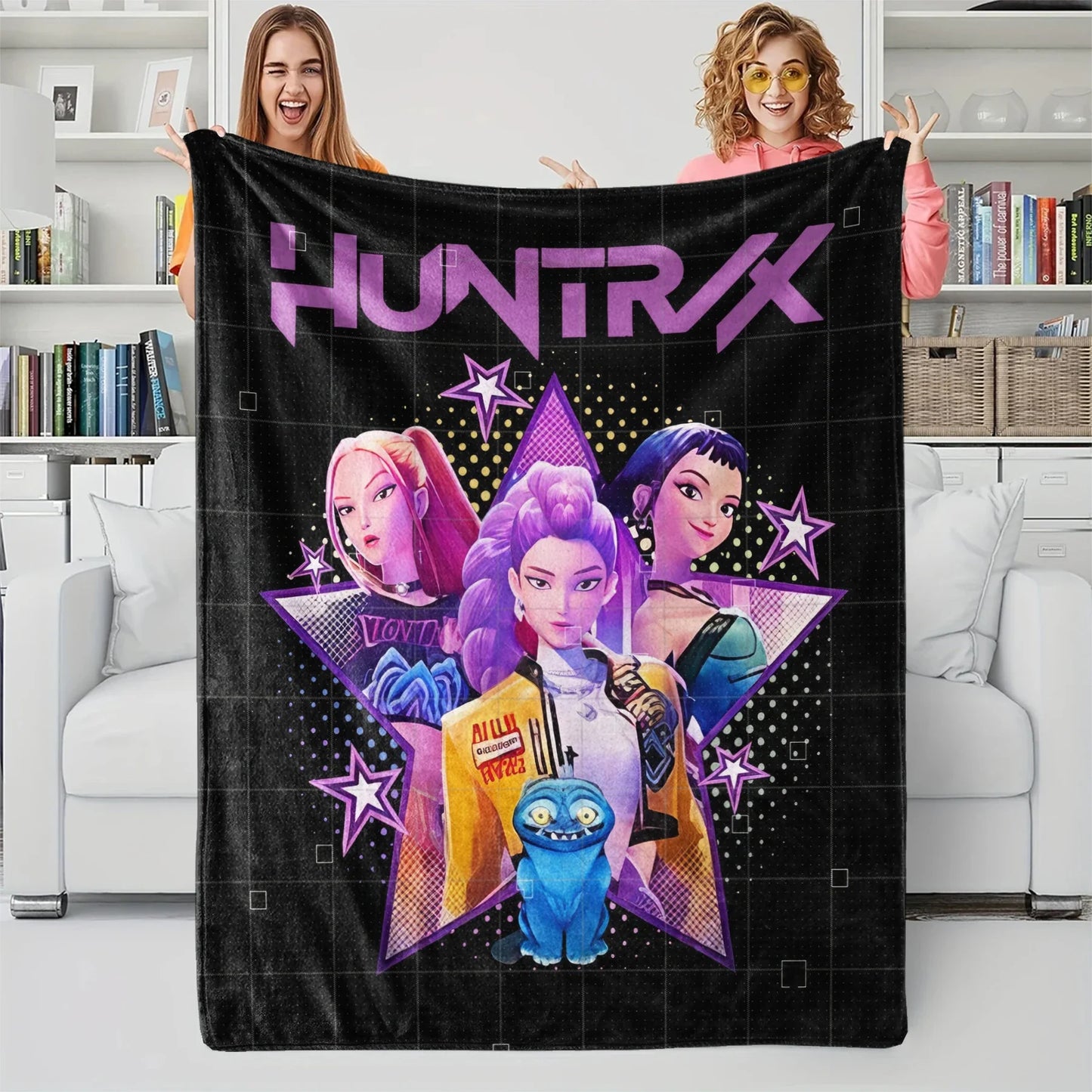 K-Pop Hunters Blanket Hot Rumi Mira Zoey Printed Multifunctional Flannel Throw Fan Gifts for Home Leisure Camping Travel