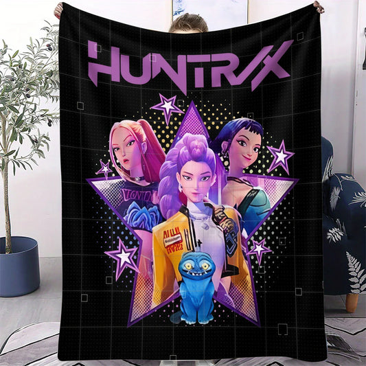 K-Pop Hunters Blanket Hot Rumi Mira Zoey Printed Multifunctional Flannel Throw Fan Gifts for Home Leisure Camping Travel